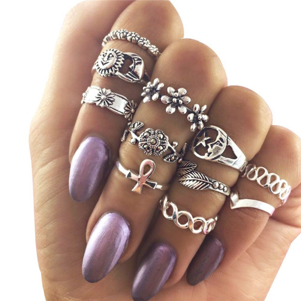Knuckle Ring Set - Sun and Moon Midi